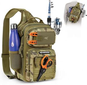 Échantillon gratuit : Sac à dos de pêche avec 4 plateaux, grand sac de rangement extérieur pour matériel de pêche avec housse de protection contre la pluie - Product Image 1