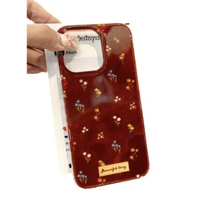 เคสโทรศัพท์ลายดอกไม้เล็กๆ สีแดงไวน์สไตล์เกาหลี สำหรับ iPhone 16 Pro Max/ 15/ 14 รุ่นใหม่ และสำหรับ iPhone 13 - Product Image 5