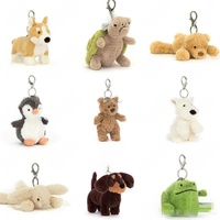 Porte-clés pingouin en peluche douce avec pendentif en gelée, trois étiquettes, estampille métallique, différents styles pour cadeau