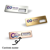 Badge nominatif métallique personnalisé à insert interchangeable, avec logo imprimé au laser, étiquette d'identification réutilisable et remplaçable, plaque nominative pour employé avec carte en papier