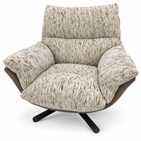 Fauteuil pivotant moderne en cuir écologique et tissu, avec structure en fer et plumes, pour salon ou hôtel