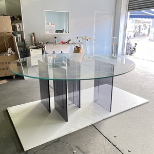 Tavolo da pranzo rotondo personalizzato di fabbrica 10 posti centro isola tavolo acrilico <span class=keywords><strong>gambe</strong></span> tavolo di <span class=keywords><strong>vetro</strong></span> <span class=keywords><strong>per</strong></span> ristorante - Product Image 4