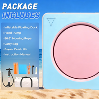 Hamac aquatique gonflable 8 pieds, plateforme flottante pour lac, piscine, rivière, plage, île flottante avec poches de rangement