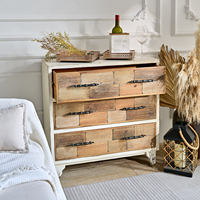 Buffet d'appoint en bois massif rustique INNOVA Home, armoire de rangement de style ferme antique avec 3 tiroirs pour le salon