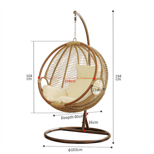Silla Colgante de Mimbre Meiqi para Exteriores, Silla Tipo Huevo con Mesa Lateral, Silla Colgante de Ocio para Jardín y <span class=keywords><strong>Terraza</strong></span> - Product Image 4
