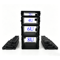 Rack de rangement antichoc en plastique rigide PE sur mesure, Flight Case 2U pour amplificateur et micro avec sac en filet zippé et sangle Velcro