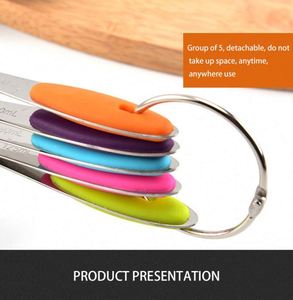 Hot Sale Kitchen Baking Tool 5pcs Nonslip Handle <b>Measuring</b> <b>Spoon</b> Stainless Steel <b>Measuring</b> Cup Set - Product Image 4