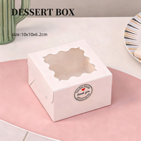 Boîte à dessert blanche personnalisée de petite taille avec fenêtre transparente pour cupcakes, pâtisseries, emballage de boulangerie, logo personnalisé, OEM, ODM, vente en gros