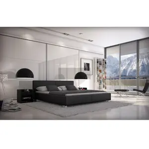 最新の人気の黒い寝室セットモダンシリーズ寝室家具カップルベッド