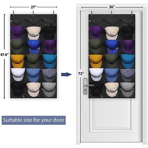18 Deep Pockets Hat Holder Hanging Organizer Quality Baseball Cap Organizer with 3 Hooks for Closet or <b>Wardrobe</b> - Product Image 4