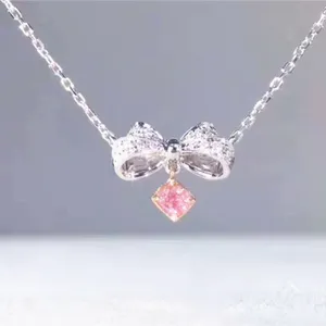 Elegante Diamante Real mujeres boda de joyas de oro de 18k 0.125ct Rosa Natural diamante colgante del encanto