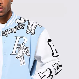 Blouson Bomber Oversize en Polaire de Laine OEM ODM, Streetwear, Impression Personnalisée, Motif Graphique, Vestes de Baseball en Cuir pour Hommes - Product Image 4