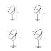 Miroir de maquillage portable double face en métal 1X 2X grossissant, miroir de table sur pied