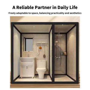 Conjunto de Baño Integrado Impermeable YEETE - Estructura de Acero y PVC con Inodoro y <span class=keywords><strong>Mampara</strong></span> de <span class=keywords><strong>Ducha</strong></span>, Ahorro de Espacio para Apartamentos/Hoteles - Product Image 3