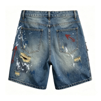 Shorts en jean déchirés pour hommes, coupe ample, style streetwear, imprimé graffiti, délavé, détails usés, impression DTG