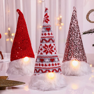 Nuevo adorno navideño luminoso de punto con lentejuelas, muñeco de anciano sin rostro, decoración brillante para personas mayores - Product Image 2