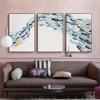 Personnalisé Moderne Style Scandinave Abstrait Bleu Poisson Mer Peinture Art Déco Motif Islamique Cadre en Métal Art Mural Décoration Maison Corde