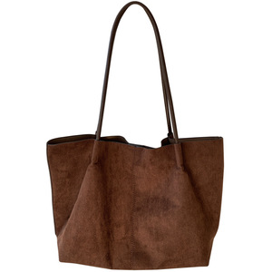 Bolso Tote de Gamuza para Otoño/Invierno, Gran Capacidad, Color Marrón, Estilo Minimalista, para Uso Diario, Bolso de Mano y de Hombro - Product Image 4