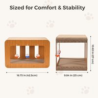 Grande maison à gratter pour chat en bois 2-en-1, moderne et écologique, avec plateau à gratter en carton, pour chats d'intérieur, boîte à gratter à 4 niveaux