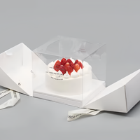 Boîte d'emballage pour gâteau personnalisée avec fenêtre transparente, ruban et poignée, boîte cadeau de boulangerie de qualité alimentaire, OEM