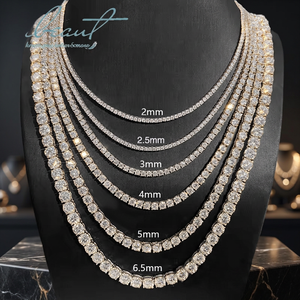 Collier en argent moissanite à maillons cubains, style hip-hop, chaîne de luxe, certifié IGI, plaqué platine/rhodium, élégant, unisexe - Product Image 1