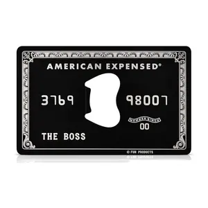 Abrebotellas de cerveza de acero inoxidable, tarjeta de crédito, color negro