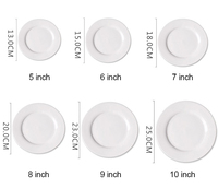 Prix de gros Assiettes plates rondes en céramique blanche pure de 8/9/10 pouces Grandes assiettes à dîner en porcelaine pour restaurant