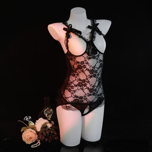Lemon Story Body en dentelle grande taille pour femme, sexy, extensible, sans manches, lingerie de nuit à entrejambe ouvert, style uniforme - Product Image 3