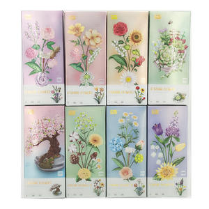Plantas en maceta <span class=keywords><strong>Girasol</strong></span> Rosa Verde Bristlegrass Bonsai Jardines Románticos 1:8 Bloques <span class=keywords><strong>de</strong></span> construcción Modelo clásico Ladrillos en caja Juegos para niños - Product Image 5