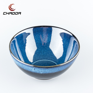 Ensemble de bols de service en porcelaine bleue à bord incliné en céramique, bol à salade en porcelaine, préféré par les chefs d'hôtel, bol irrégulier - Product Image 6