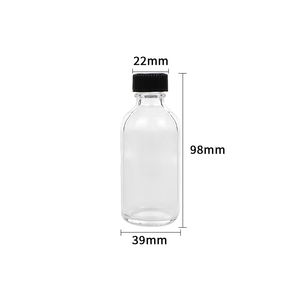 Mini-bouteilles en verre de 2 oz avec bouchons noirs – Petites bouteilles transparentes pour shots de bien-être au gingembre et jus - Product Image 4
