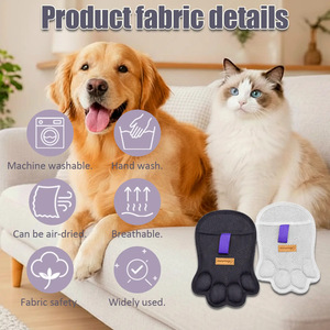 Gant de retrait des poils d'animaux, taille unique, gris et noir, pour chats et chiens, toilettage, massage, nettoyage du pelage - Product Image 5