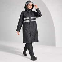 Manteau de pluie long noir réfléchissant, imperméable, coupe-vent, durable, avec visière transparente et capuche, pour moto, cyclisme, trajets quotidiens, activités de plein air, personnalisé pour adulte