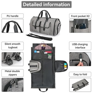 Sac de voyage à <span class=keywords><strong>grande</strong></span> capacité personnalisé sac à bagages sac à main formel bandoulière fermeture éclair roues portables sac de rangement extensible pour costume - Product Image 2