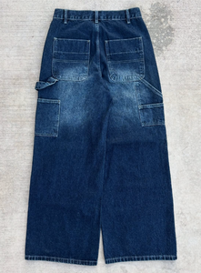 مصنع مخصص عادي فارغة الشارع الشهير ممزق المتعثر فضفاض الركبة مزدوجة قماش الدنيم نجار البضائع الجينز السراويل الرجال - Product Image 3