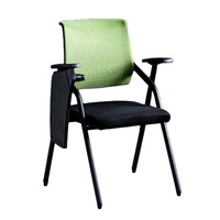 Chaise de conférence de bureau pliable au design moderne avec dossier en maille, structure en acier, accoudoirs rotatifs empilables pour salles de réunion