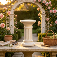 Socle de colonne cannelée romaine en résine blanc cassé texturée, fait main, support pour plantes, pilier de jardin classique, décoration intérieure