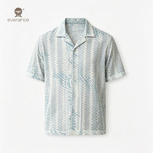 <span class=keywords><strong>Camicia</strong></span> da <span class=keywords><strong>Uomo</strong></span> Traspirante in <span class=keywords><strong>Pizzo</strong></span> Crochet Effetto Marmo Acquatico, 185gsm, Misto Cotone, Blu Chiaro, Stile Resort Cubano con Motivo Astratto a Spirale - Product Image 5