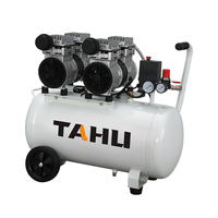 Compresseur d'air dentaire 220V de haute qualité, sans huile, silencieux, portable, 50L, 8 bars, avec moteur et pompe à refroidissement par air pour fauteuils dentaires