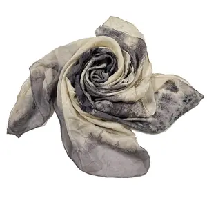 Natural Plant Tie Dyed Silk Chiffon Scarf Pure Silk Oversize Shawls