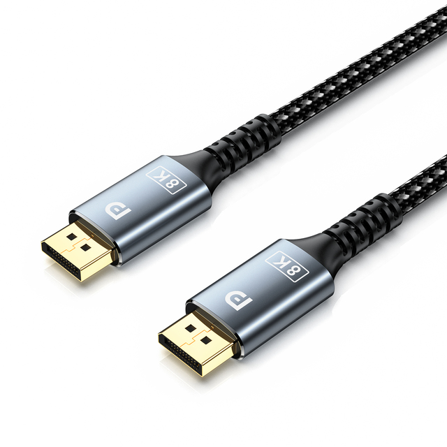 Aluminum Shell DP 1.4 Cable Male to Male, HDR 8K 60Hz/4K 144Hz/2K 165Hz DisplayPort to DP Cable for PC/Laptop/TV/Monitor