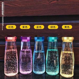 Bouteille d'eau sport en verre cristal coloré écologique 400-500ml avec couvercle diamant à vis, compatible micro-ondes et lave-vaisselle - Product Image 5