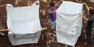 Huamaohengchun 35" L X 35" W X 43" H 2200lbs SWL Duffle Top Flat Bottom Woven <b>Canvas</b> FIBC Food Grade Breathable Bulk Bag - Product Image 3