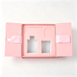 Pink <b>Ribbon</b> Gift Packaging <b>Thick</b> Cardboard Soft Inner Lining Custom Insert for Weddings Birthdays Jewelry Gifts <b>Ribbon</b> Gift Box - Product Image 1