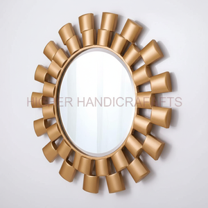 Espejo dorado para decoración, espejo de pared redondo de 32 ''X 32'' con marco de madera, espejo decorativo de pared moderno para entrada de dormitorio - Product Image 1