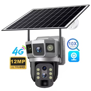 Caméras de sécurité V380Pro 12MP avec zoom 10X, 4G, triple objectif, solaires, extérieures, IP PTZ, suivi IA, CCTV, autonomie ultra-longue - Product Image 1