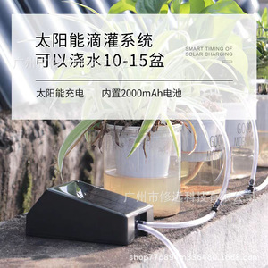 Sistema de riego por goteo con energía solar, batería de 2000mAh, riego automático para plantas en macetas, jardín al aire libre - Product Image 1