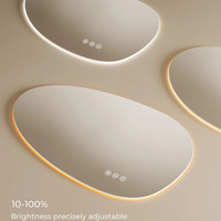 Miroir mural LED asymétrique en forme de goutte d'eau, indice de protection IP44, design moderne avec design graphique, écologique, grand format, miroir de salle de bain