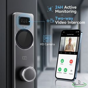 Biometrisches Handvenen-Smartlock 3D-Gesichtserkennung Türklingel mit Kamera WLAN Tuya <span class=keywords><strong>App</strong></span> Fernentriegelung Digitales Schloss Cloud Holztür - Product Image 4