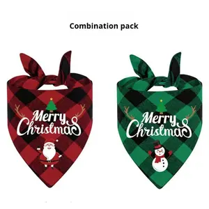 منديل كلب للكريسماس كلاسيكي منقوش وشاح حيوان أليف عيد ميلاد سعيد رجل الثلج وشاح عيد الميلاد وشاح لعاب - Product Image 2